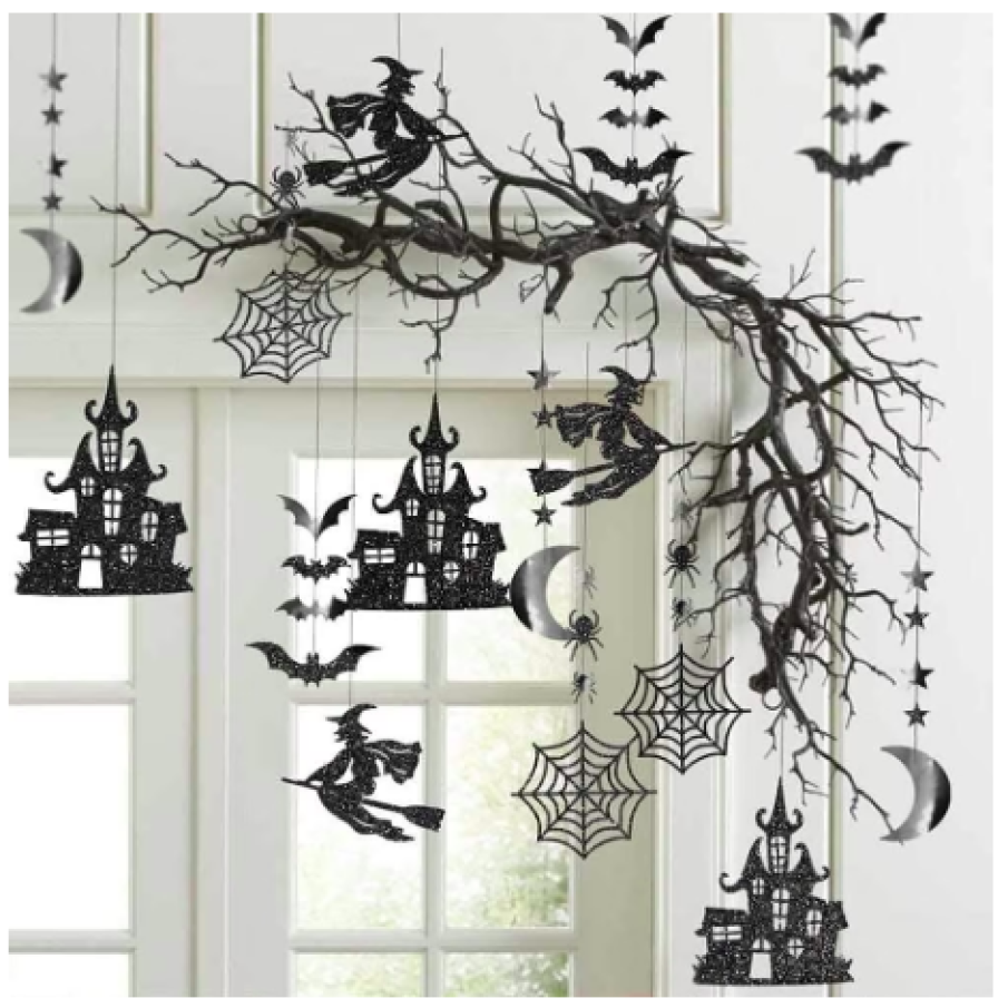 Set Decorațiuni de Halloween, Sunmostar, Cartin, Negru