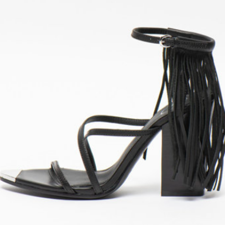 ASH - Sandale din piele cu franjuri negre Icon