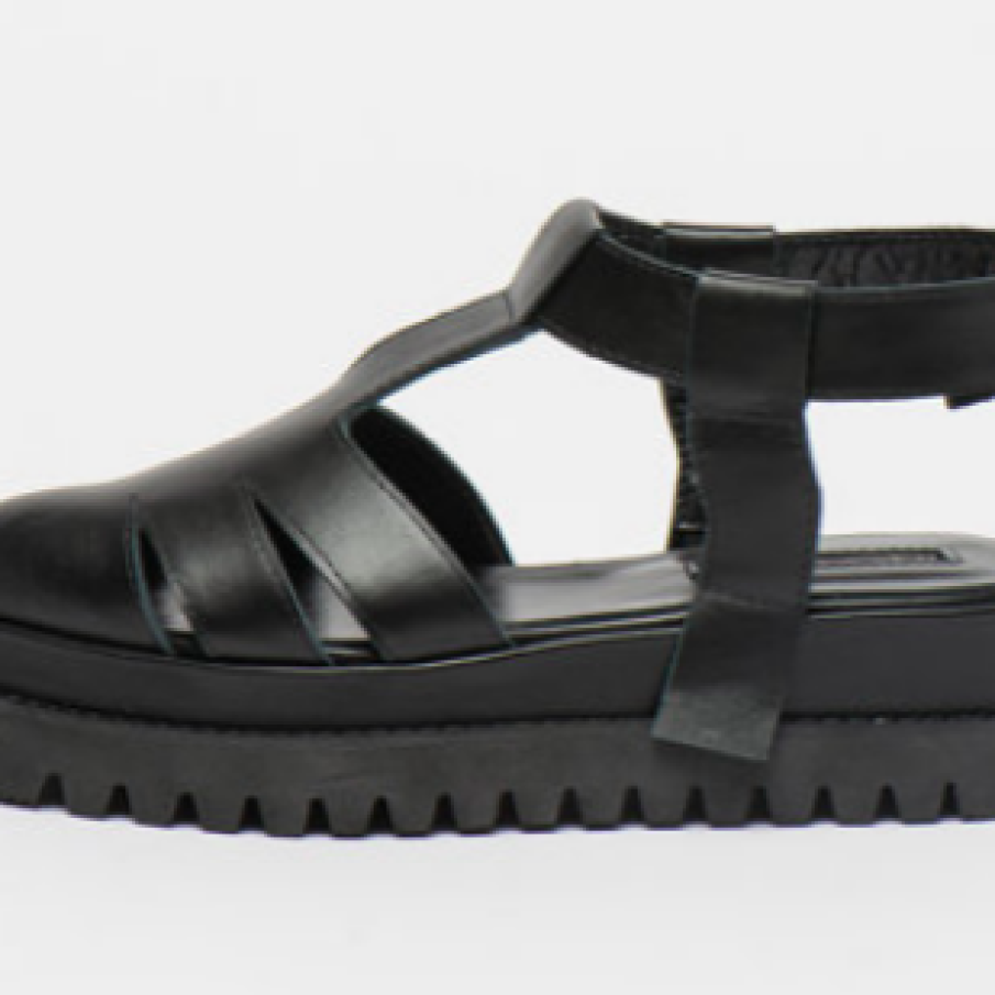 Mihaela Glavan Sandale wedge de piele cu velcro