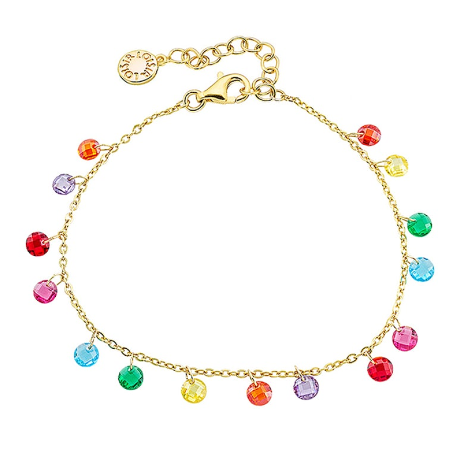 Brățară Loisir by Oxette placată cu aur de 14K și decorată cu cristale multicolore