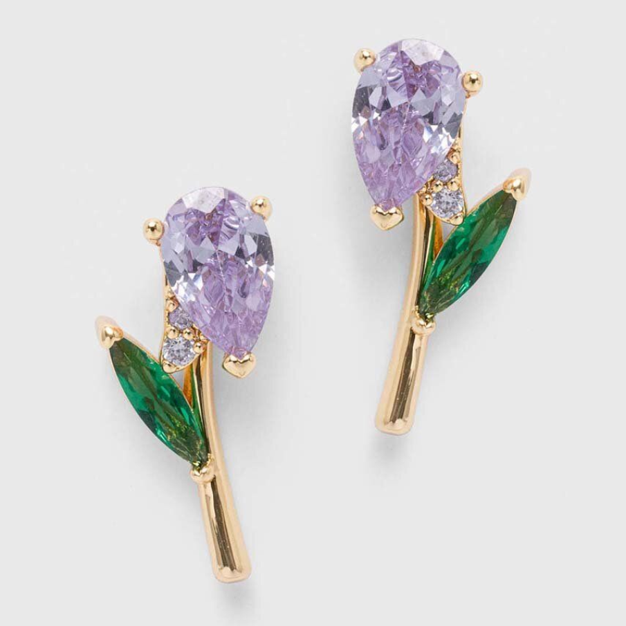 Cercei delicați Kate Spade, în formă de floare, confecționați din zirconiu cubic și metal 