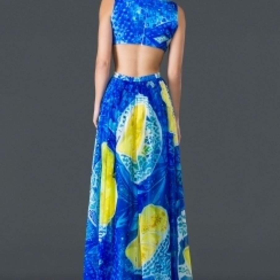 Rochie multicolora cu spatele gol