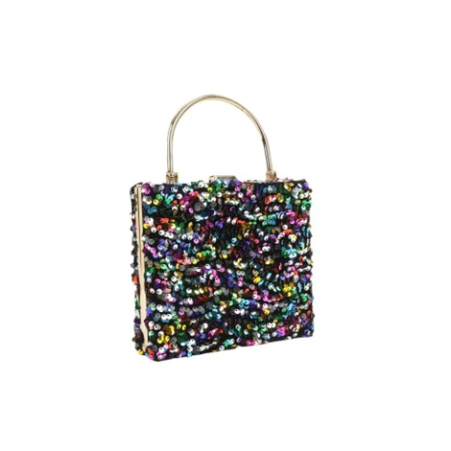 Poșetă damă elegantă, cu paiete multicolore, cu ajutorul căreia poți completa un look elegant sau glamorous
