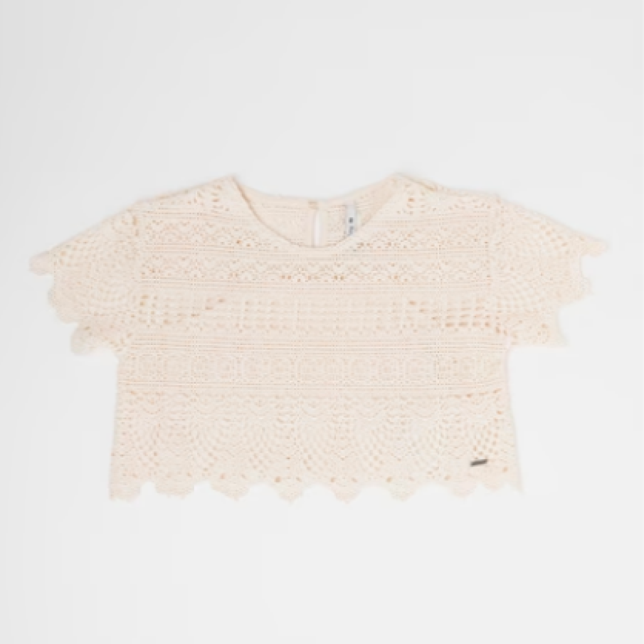 Pepe Jeans London Bluza cu strat exterior de dantelă croșetată