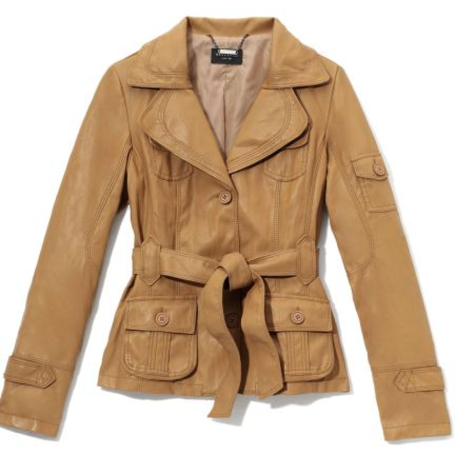 Jacheta piele in culoarea pamantului