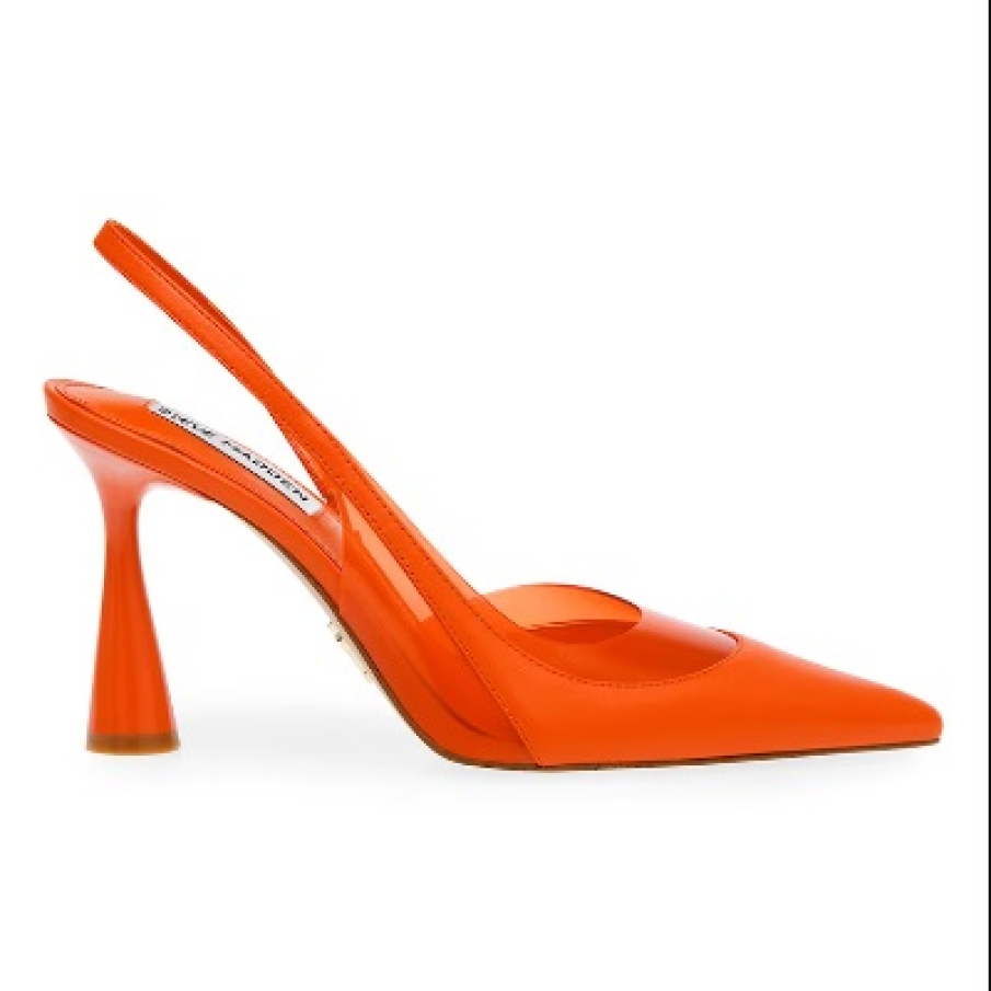 Pantofi de piele cu vârf ascut Steve Madden în nuanță de portocaliu mandarină, din piele și material sintetic transparent 