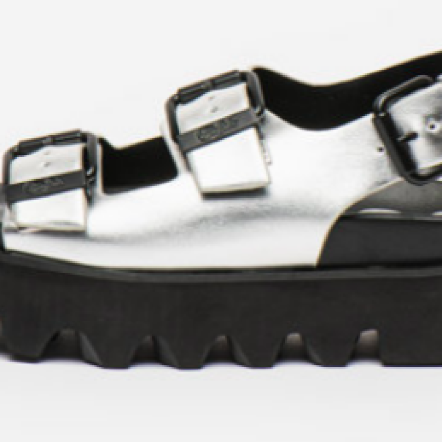 Sandale slingback din piele ecologică cu aspect metalizat Perry On