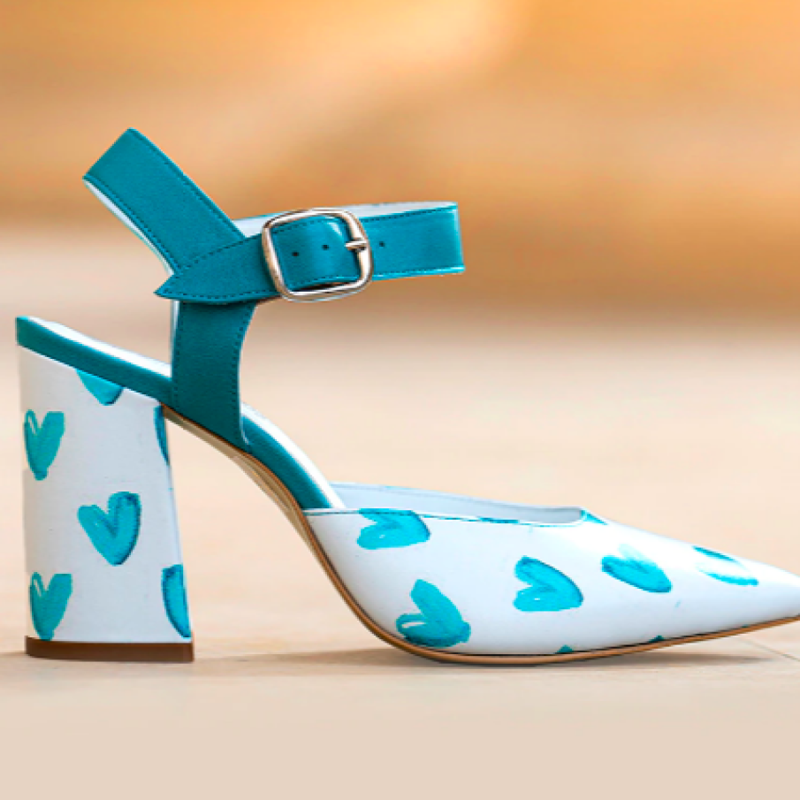 CONDUR by alexandru, Pantofi de piele cu imprimeu și toc masiv Jolie, Alb, 40