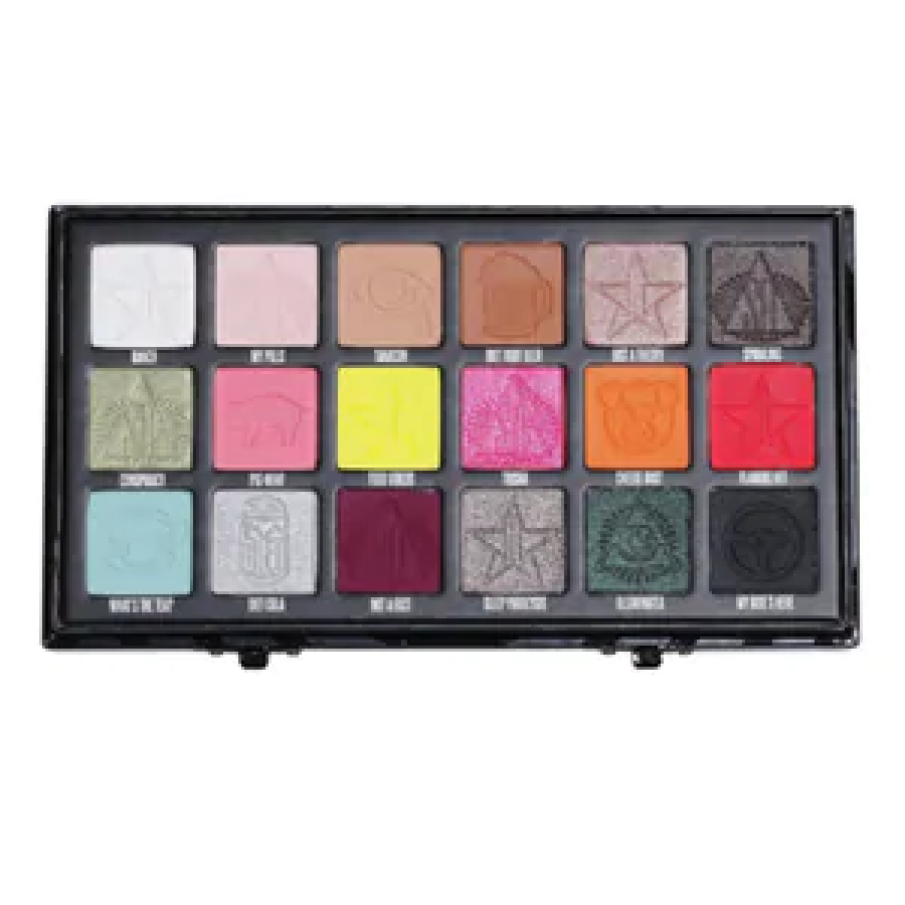 Paletă de farduri eyeshadow conspiracy by Jeffree Star Cosmetics. Conține farduri luminoase și farduri în nuanțe statement, mai tari