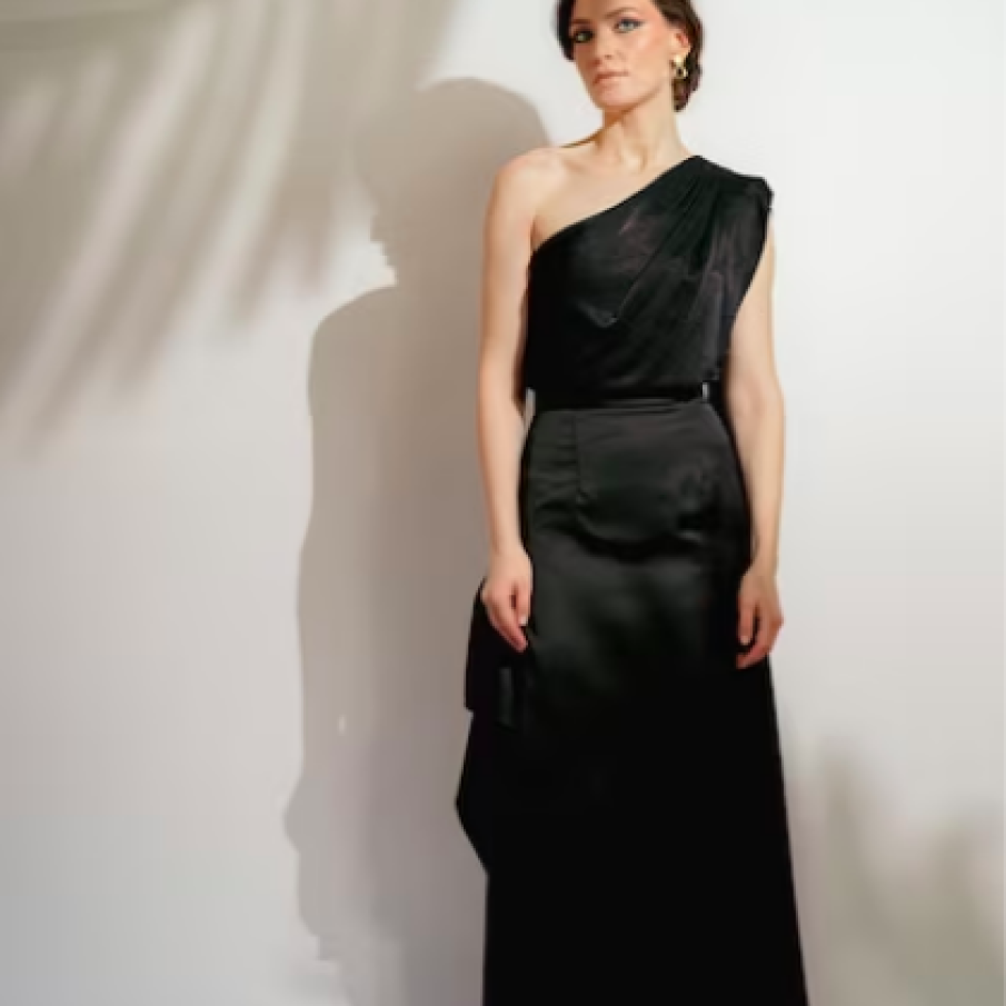 DALB Fustă satinată cu șliț lateral Cannes