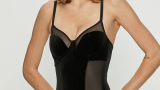 Body negru din colecția Undress Code, cu inserții transparente și fason mulat, pentru un efect senzual