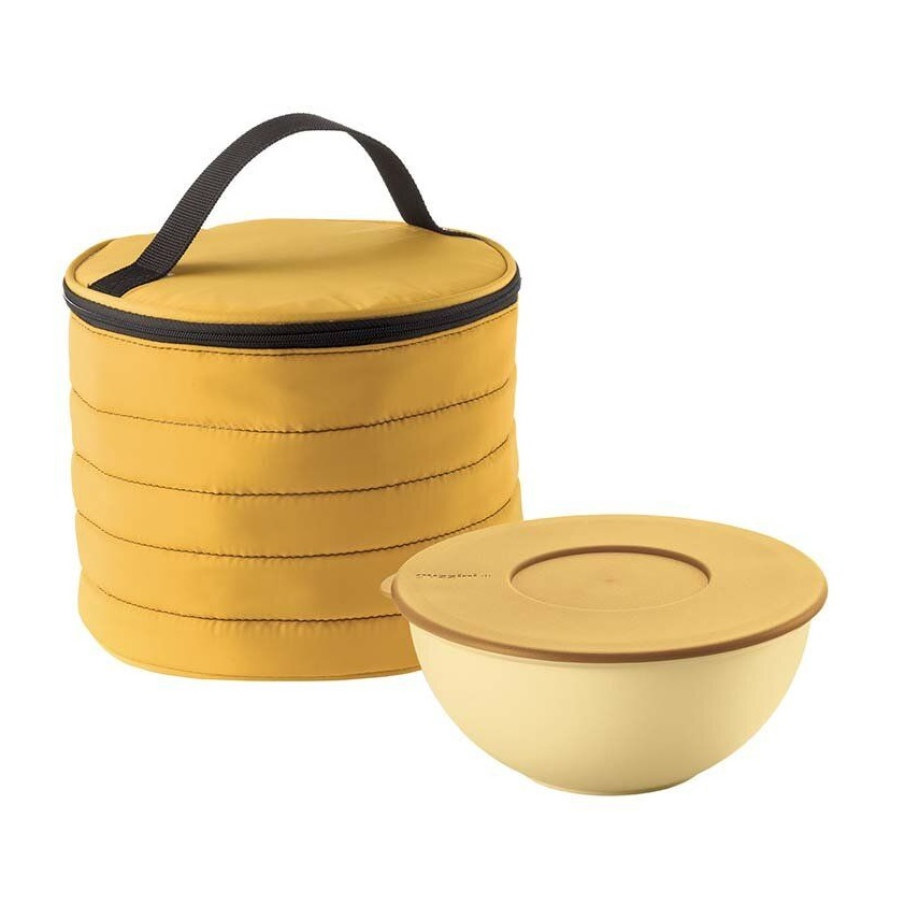 Geantă frigorifică și lunchbox de la Guzzini cu un design simplu și elegant. Este dotată cu un mâner așa că o poți transporta în siguranță 
