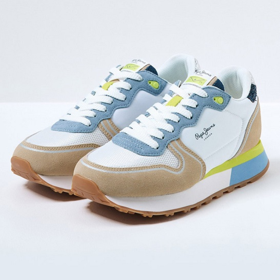 Pantofi sport multicolori by Pepe Jeans London. Au talpă plată și detalii de piele întoarsă. 