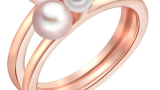  Inel Terry Velvet placat cu argint și decorat cu perle de apă dulce în nuanțe diferite: auriu rose, alb prăfuit, lila prăfuit