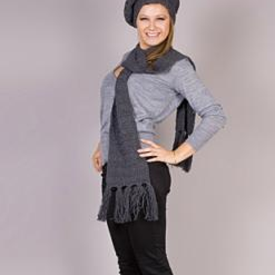 Set fular si bereta gri antracit