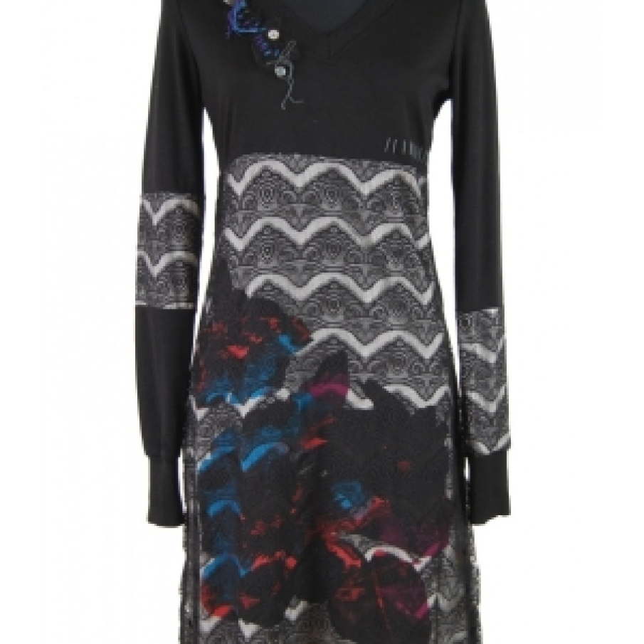 Rochie midi tricot si dantela