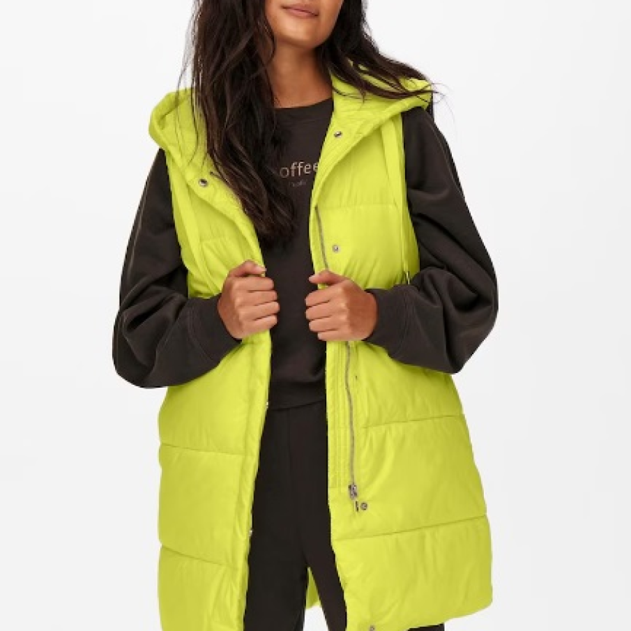 Vestă uni și matlasată Only, într-o nuanță intensă, statement, de galben