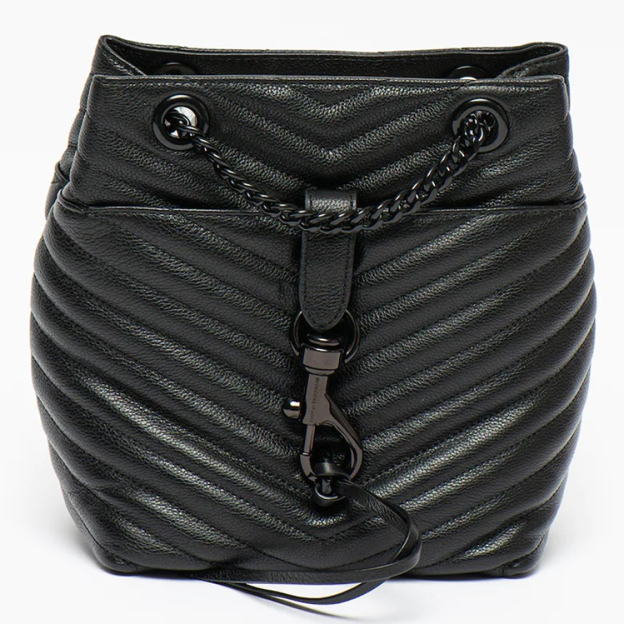 Geantă bucket de piele cu aspect matlasat, în stil casual, de la Rebecca Minkoff