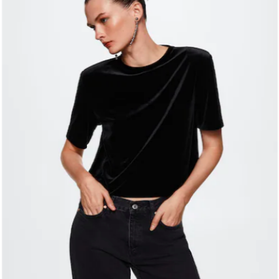 Mango Tricou de catifea cu umeri întăriți Xluriv