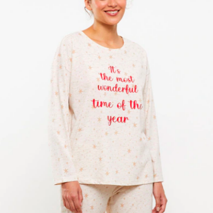 LC WAIKIKI Pijama cu mâneci lungi și tematică de Crăciun