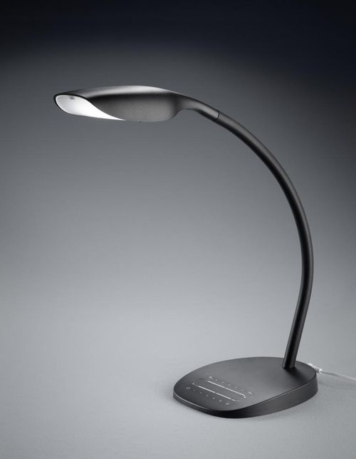 Lampa de birou Trio Swan cu un design modern și minimalist, are o durată de viață de 20.000 de ore și dispune de variator cu senzor