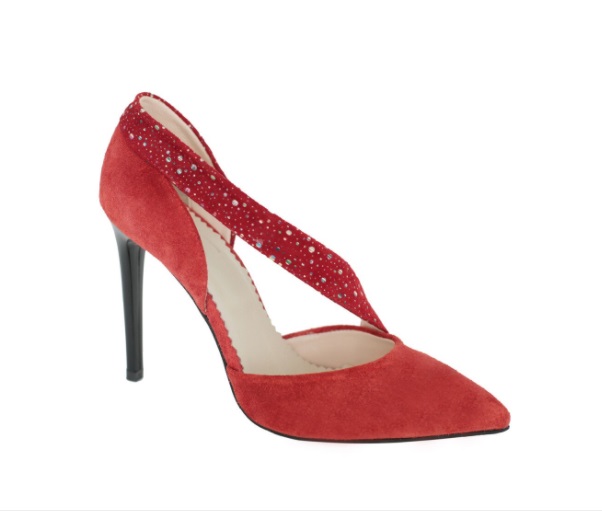 Pantofi Luisa Fiore Neri din piele întoarsă roșie, decorați cu mici și delicate accente metalice. Perechea potrivită pentru o ocazie deosebită!