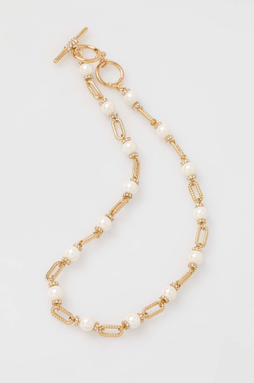 Colier auriu Lauren Ralph Lauren cu elemente decorative precum perle sintetice și miniștrasuri 