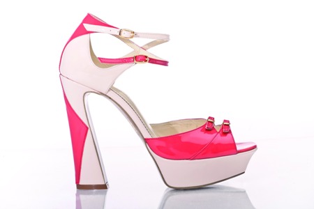 Sandale 60\'s roz si alb